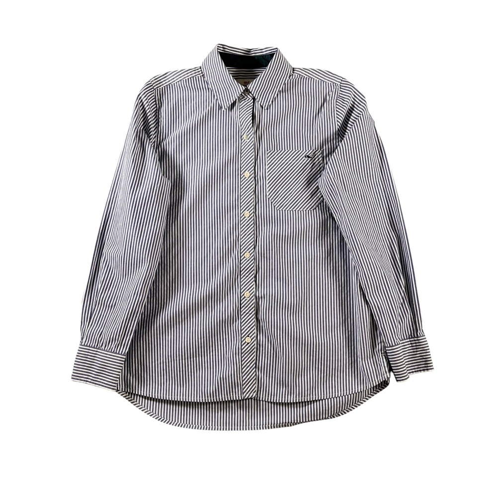 Vineyard Vines Womens Blue‎ White Relaxed Fit Striped Button Down Shirt Size 2